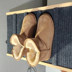 Tan Shearling-Lined Ankle Boots